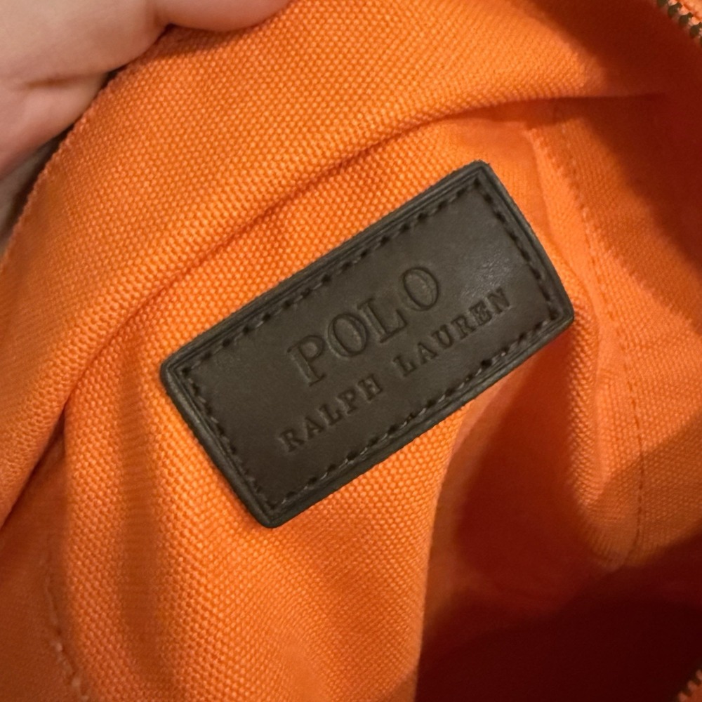 Polo Ralph Lauren Big Pony Canvas Tote Bag Orange Patch Zipper Embroidered Logo - Picture 5 of 8